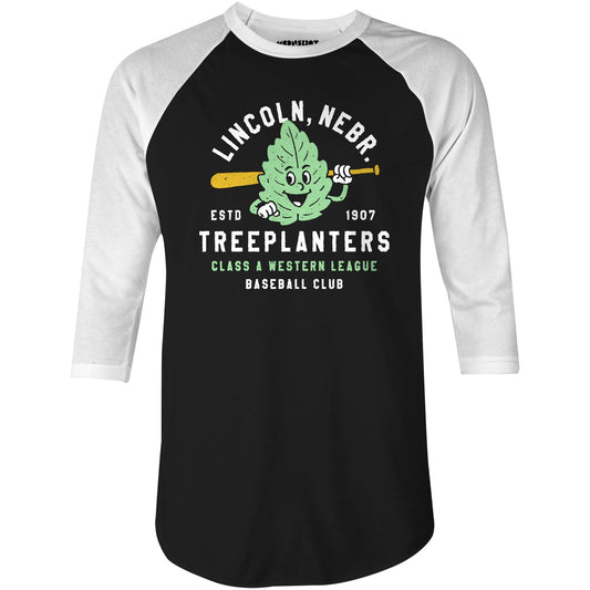 Lincoln Treeplanters - Nebraska - Vintage Defunct Baseball Teams - 3/4 Sleeve Raglan T-Shirt - Private Fashion Collection 