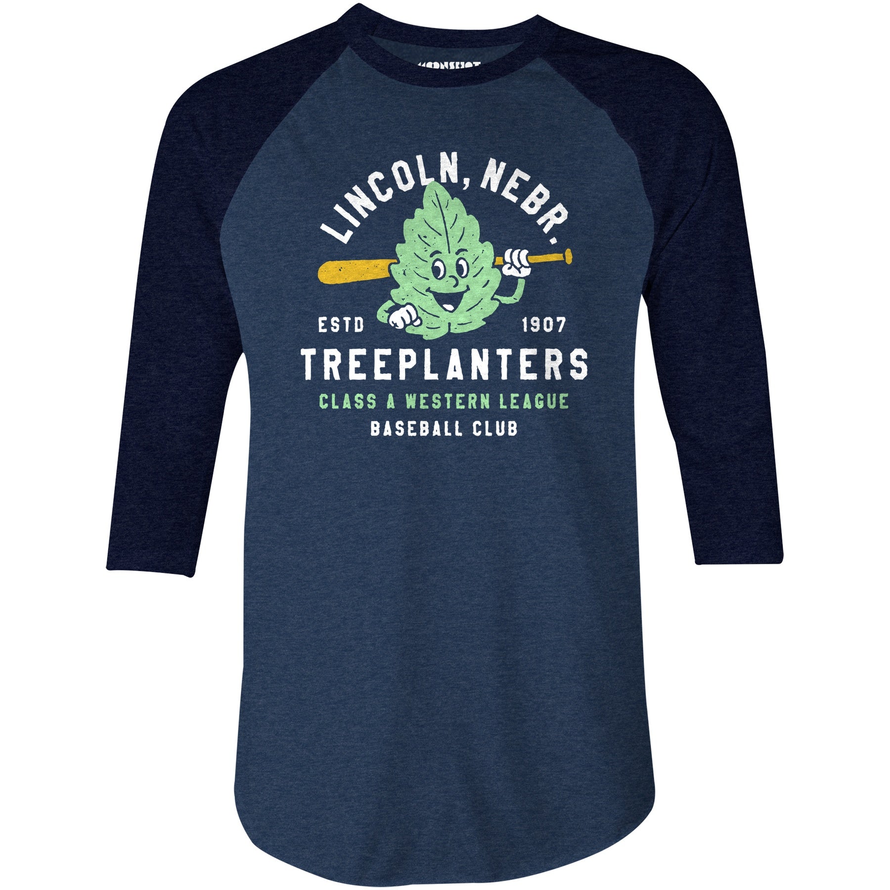 Lincoln Treeplanters - Nebraska - Vintage Defunct Baseball Teams - 3/4 Sleeve Raglan T-Shirt