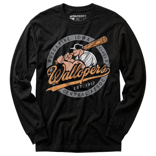 Muscatine Wallopers - Iowa  - Vintage Defunct Baseball Teams - Long Sleeve T-Shirt - Private Fashion Collection 