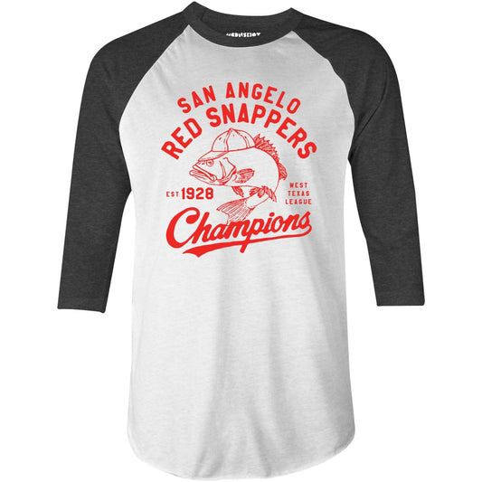 San Angelo Red Snappers - Texas - Vintage Defunct Baseball Teams - 3/4 Sleeve Raglan T-Shirt - Private Fashion Collection 