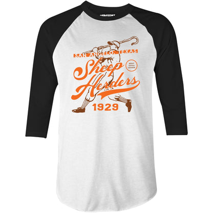 San Angelo Sheep Herders - Texas - Vintage Defunct Baseball Teams - 3/4 Sleeve Raglan T-Shirt - Private Fashion Collection 