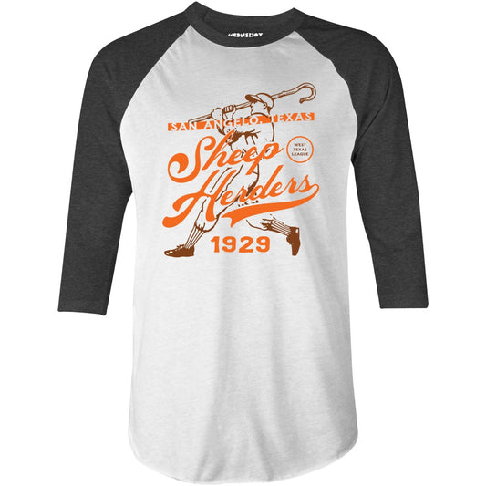 San Angelo Sheep Herders - Texas - Vintage Defunct Baseball Teams - 3/4 Sleeve Raglan T-Shirt - Private Fashion Collection 