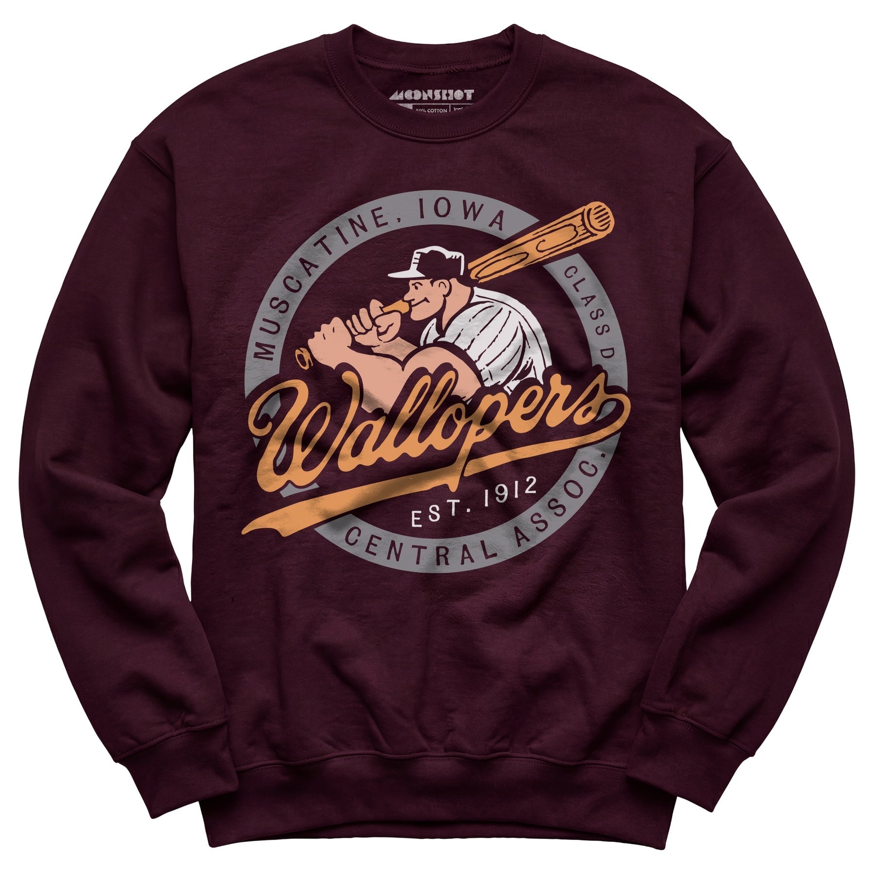Muscatine Wallopers - Iowa  - Vintage Defunct Baseball Teams - Unisex Sweatshirt - Private Fashion Collection 