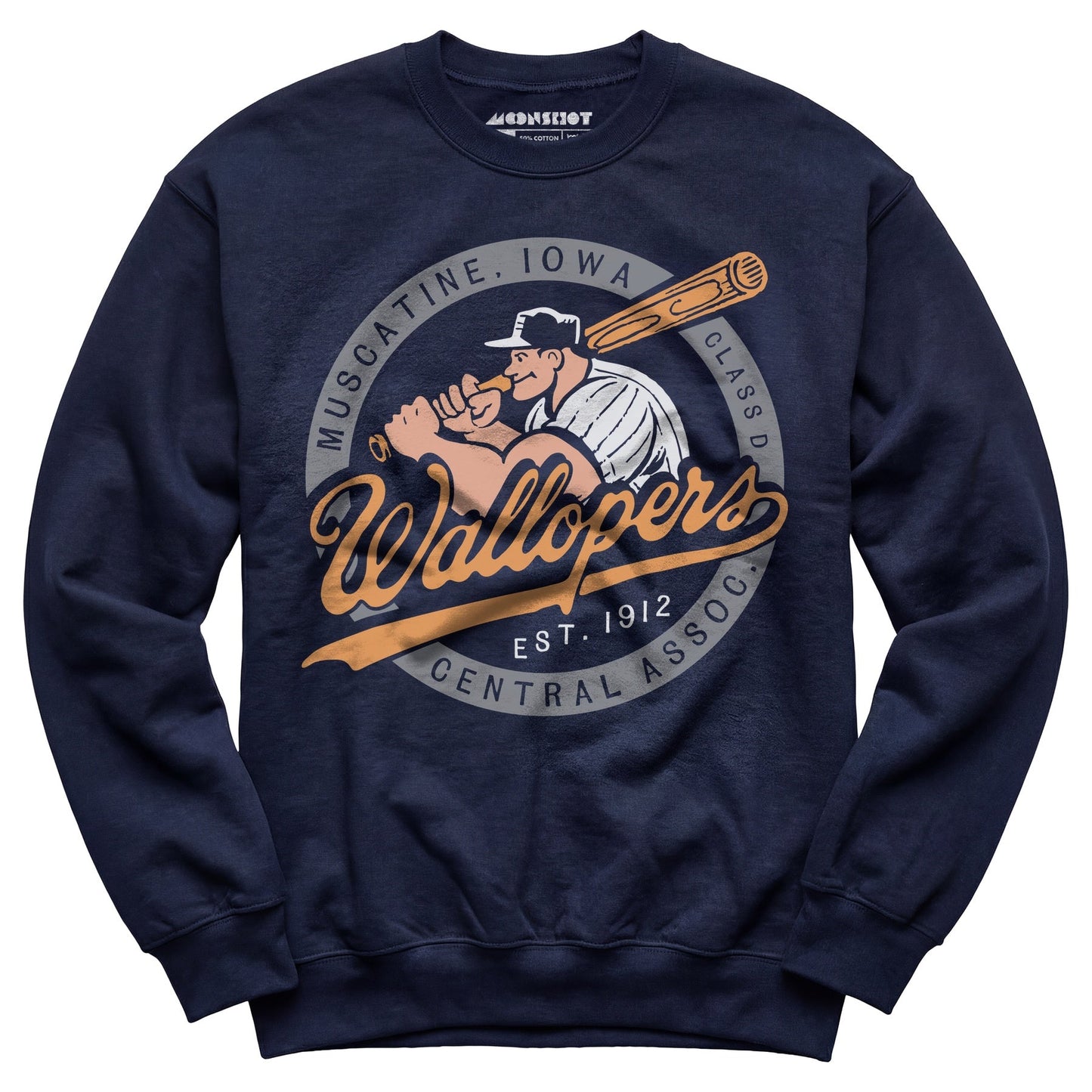 Muscatine Wallopers - Iowa  - Vintage Defunct Baseball Teams - Unisex Sweatshirt - Private Fashion Collection 